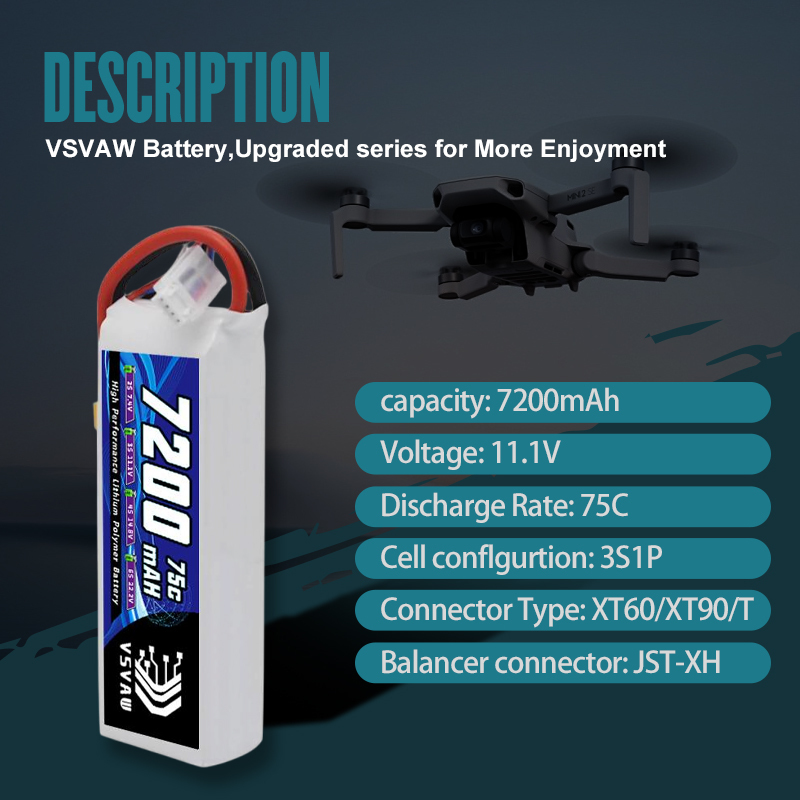 VSVAW 3S Lipo Battery 11.1V 72 - Drone Battery Adapter 评论和价格