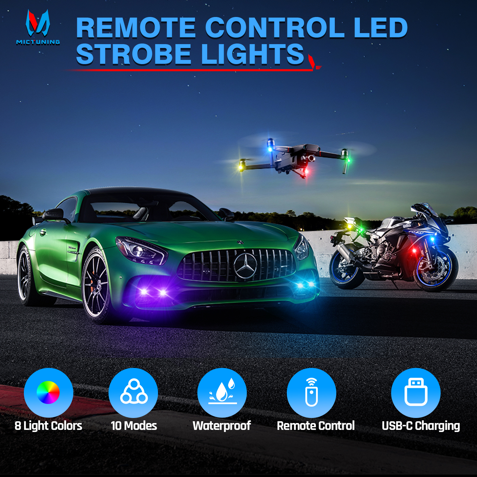 MICTUNING Wireless LED Strobe  - Drone Strobe Light 评论和价格