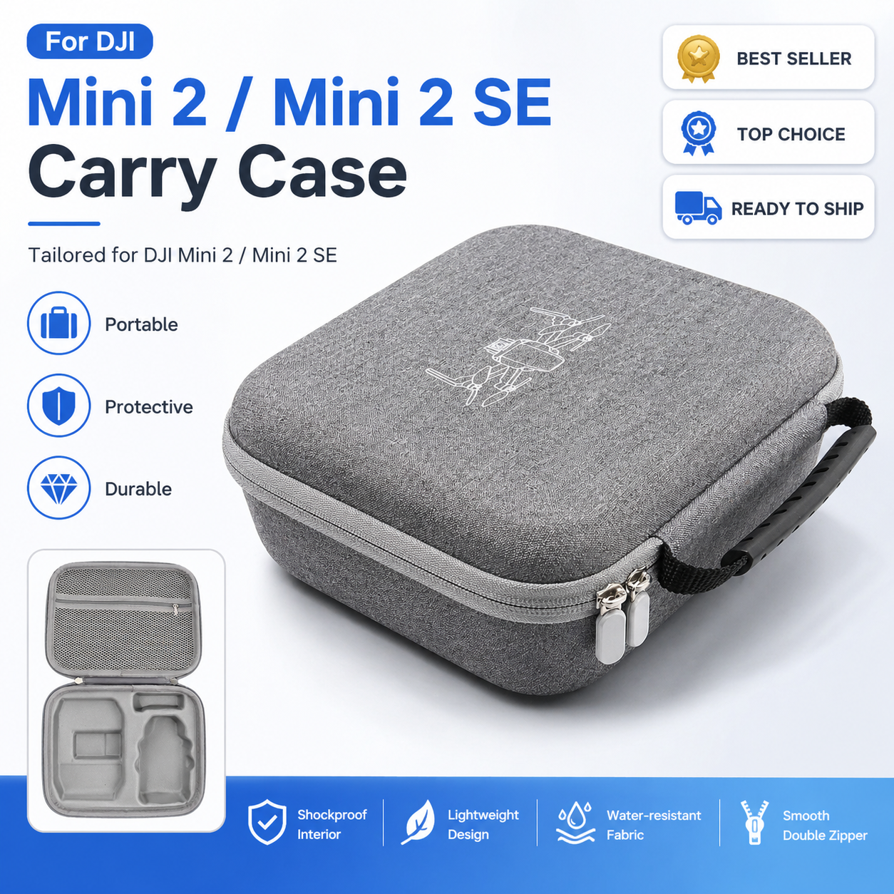 DJI Mini 2/SE Hard Shell Case  - Drone Hard Shell Case 评论和价格