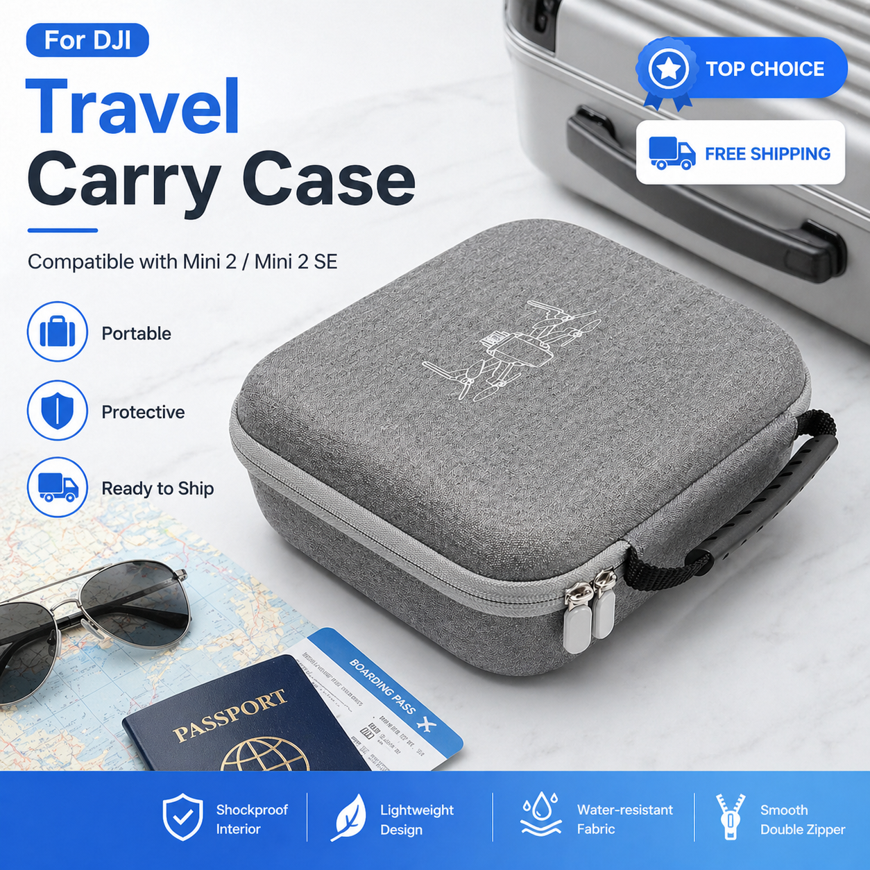 DJI Mini 2/SE Hard Shell Case  - Drone Hard Shell Case 评论和价格