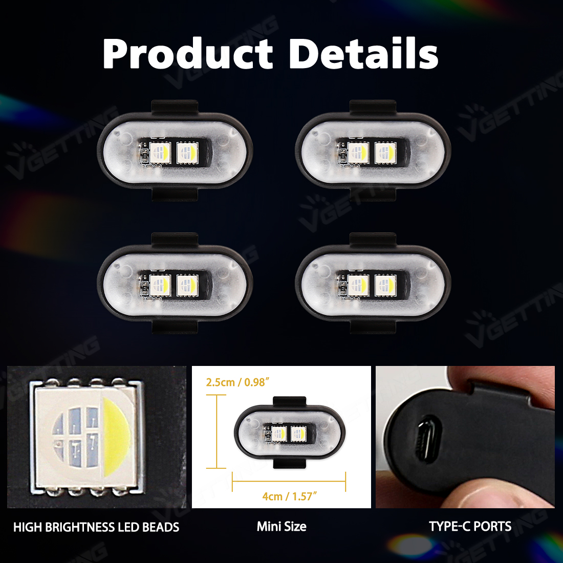 4Pcs Mini Drone Strobe Light 8 - Drone Strobe Light 评论和价格