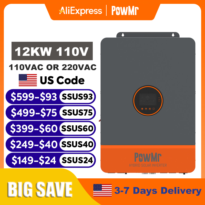 PowMr 12KW 10KW Split Phase In - Drone Solar Charger 评论和价格